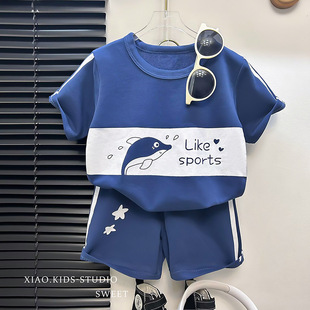 洋气条纹女童t桖夏季 2024新款 宝宝 婴儿衣服韩版 儿童短袖 童装 套装