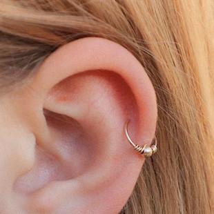 小耳骨环S925气质极简欧美风14K包金精致小耳圈耳环女防过敏 新品