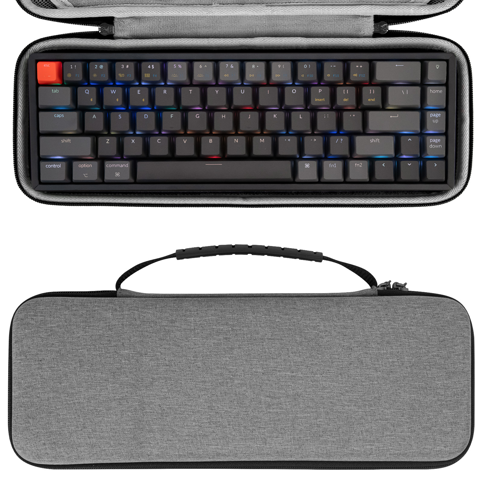 Geekria机械键盘包保护套整理袋 浅灰色 便携收纳防尘包 68键