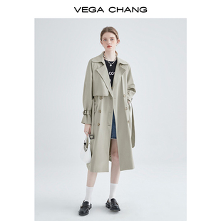 VEGA 收腰显瘦双排扣垂感气质外套秋时尚 韩版 CHANG风衣女中长款