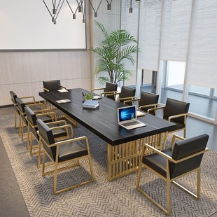 工业风loft实木办公桌长桌北欧原木长方形会议桌长条电脑桌椅组合