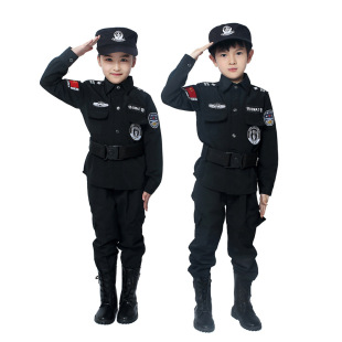 儿童演出服新款 交警警察服套装 外出表演特警摄影服少儿童特勤服装