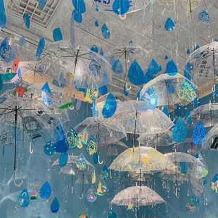 水滴形幼儿园走廊环创吊饰塑料片展会空中儿童教室创意挂饰绘画