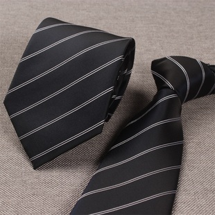 领带男士 黑白条纹斜纹宽版 工作上班4S店房地产 8CM商务职业正装