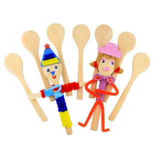 白模木质勺子制作人偶小木勺 幼儿园儿童美劳手工大班中班DIY材料