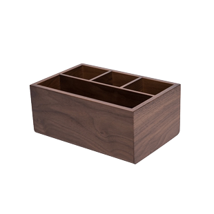 促创意家用黑胡桃实木桌面杂物收纳盒木质办公用品整理盒笔筒带品