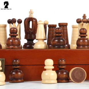 波兰木制磁性国际象棋高档折叠棋盘儿童初学者配双后象棋套装 新款