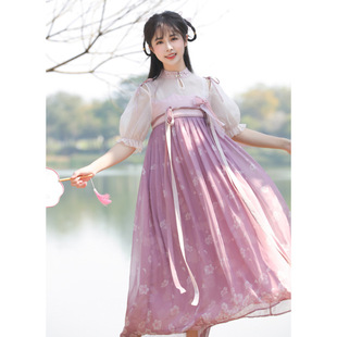 新款 汉服女裙子女装 素国风连衣裙超仙雪纺新中式 甜美日常温柔汉元