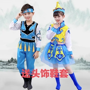 名族三月三广西少数民族舞蹈 儿童蒙古服筷子舞马蹄哒哒演出服新款
