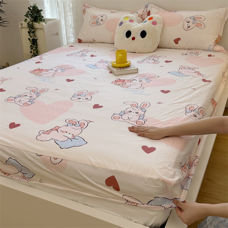 卡通少女心小兔席梦思床笠防尘罩全包保护套床垫防滑单件家用床单