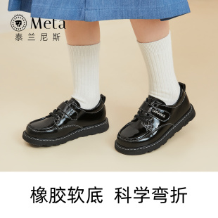 新款 泰兰尼斯meta女童皮鞋 子 黑色表演鞋 儿童鞋 女宝单鞋 子2023秋季