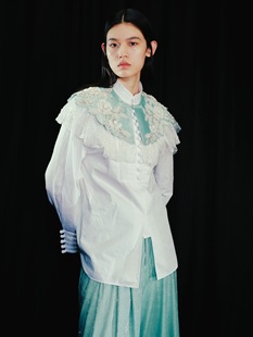 新中式 JUNYANG24水蓝色树叶钉珠丝绒套装 时尚 春季 套装 新款