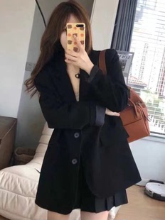 黑色西装 外套女2023年春秋小个子高级感炸街新款 休闲西服上衣 韩版
