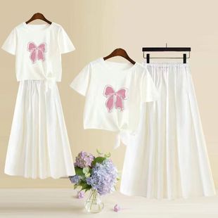 女童短袖 2024新款 套装 夏天中大童裙子仙女超仙森系半身裙 t恤夏季