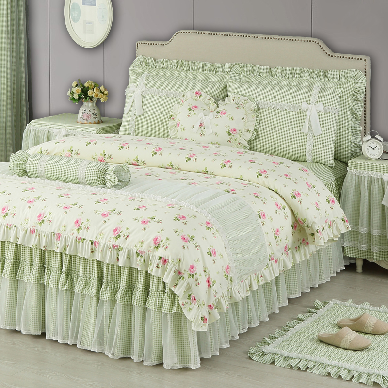 床罩床品被套小清新 绿野仙踪全棉床上四件套纯棉床裙款 巧致生活