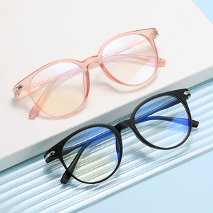 2023年新款 眼镜框个性 时尚 平光镜透明果冻色复古框架圆脸显瘦 韩版