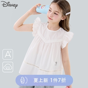 2024新款 洋气儿童白衬衣纯棉大童短袖 上衣童装 夏装 迪士尼女童衬衫