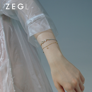ZEGL设计师纸飞机925纯银双层手链女ins小众设计手饰品送闺蜜礼物
