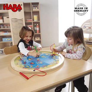 幼儿园益智区角磁性钓鱼玩具女宝宝男孩玩具 德国HABA钓鱼游戏套装