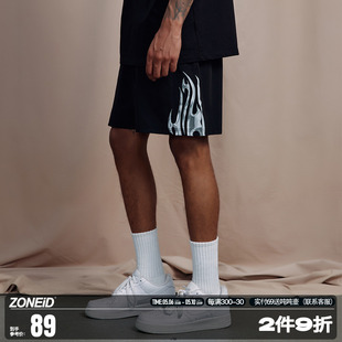 男23AW新款 印花训练跑步透气篮球中裤 球裤 运动短裤 ZONEID