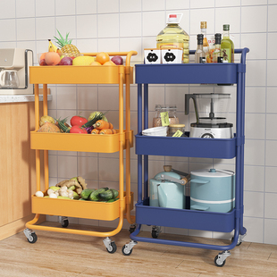 厨房置物架落地多层蔬菜篮收纳储物架子可移动小推车用品家用大全