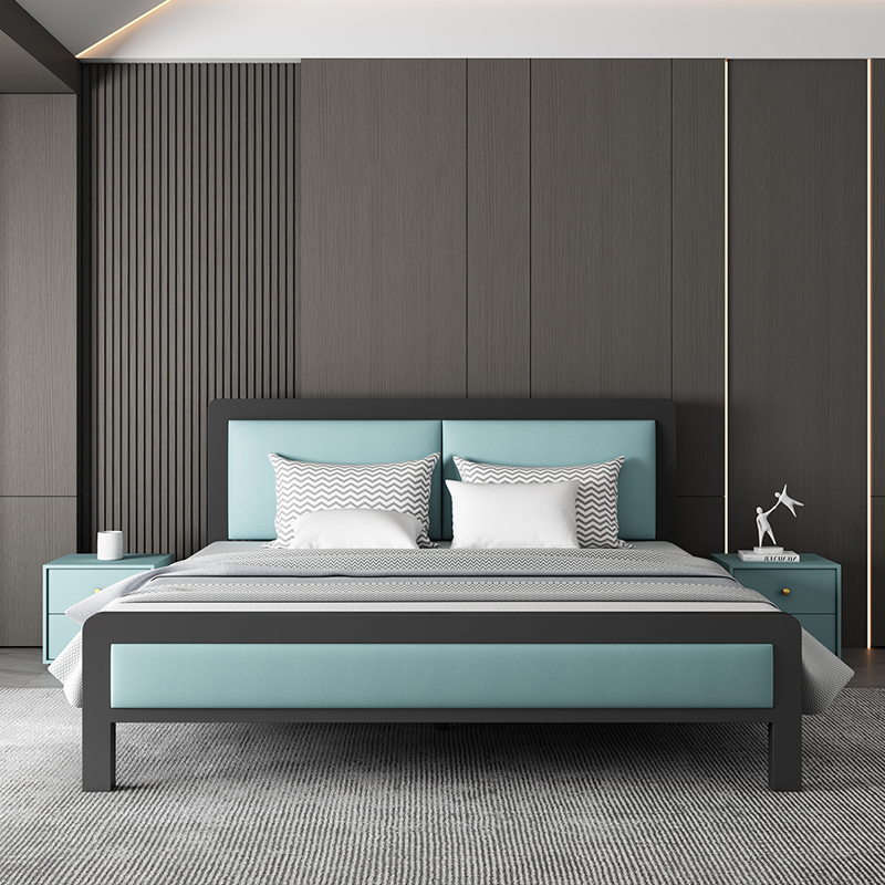 铁艺双人床1.8米简约现代加固加厚环保床公寓出租房1.5米单人床