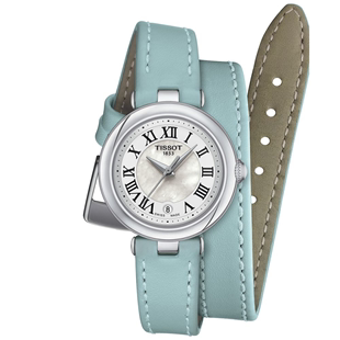 天梭女士腕表手表浅蓝色双包带腕表精致节日礼物26mm15508 Tissot