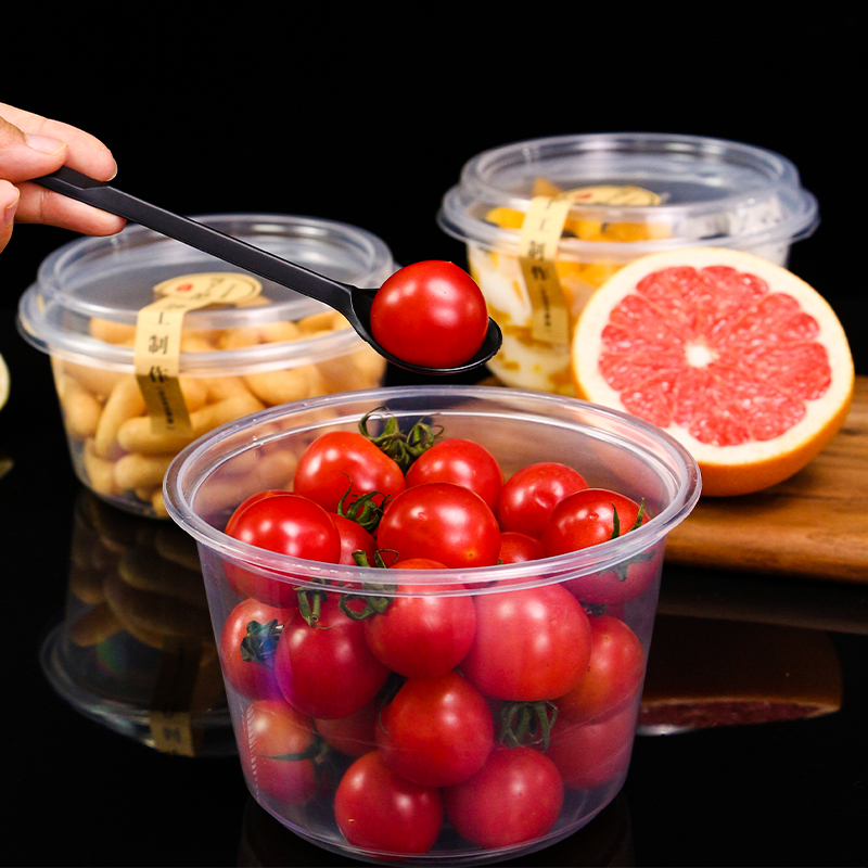 包邮 超凡一次性水果捞甜品冰粉专用碗炒酸奶透明加厚塑料打包餐盒