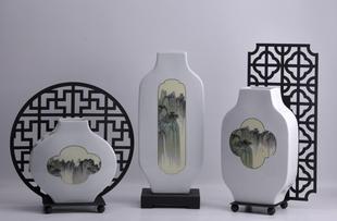 新中式 装 插花玄关创意摆设 饰品桌面花瓶摆件禅意客厅电视酒柜中式