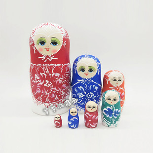 七层红白点俄罗斯套娃娃木制玩具工艺礼品家居摆饰礼物 包邮