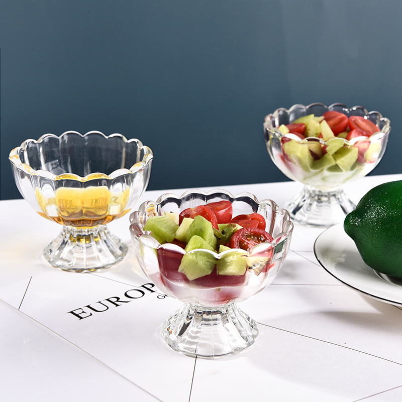 玻璃杯子家用可爱奶昔甜品冰激凌杯水果杯 创意欧式 冰淇淋杯3个装