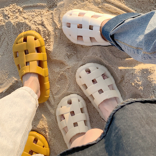 镂空包头凉拖鞋 男女夏时尚 外穿防滑eva海边沙滩鞋 休闲时尚 细细条