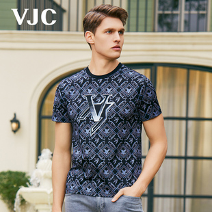 新款 VJC 凉感T恤满印潮流休闲上衣 男士 威杰思2024夏季 短袖 男装