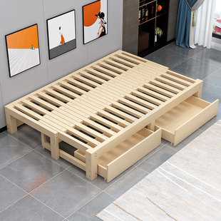 实木折叠沙发床多功能小户型坐卧两用伸缩床榻榻米推拉单人抽拉床