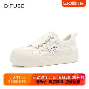 D：Fuse 女鞋 圆头系带拼接增高厚底面包鞋 DF4111202A 迪芙斯春秋季