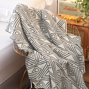午睡沙发毯单人盖毯 北欧ins风灰色针织休闲小毛毯子空调被子冬季