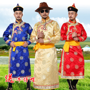 演出服少数民族日常蒙古长袍摄影婚礼民族舞蹈表演服饰 蒙古族男装