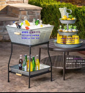 冰桶架子复古香槟桶长方形酒吧展示筐大容量金属啤酒红酒饮料冰桶