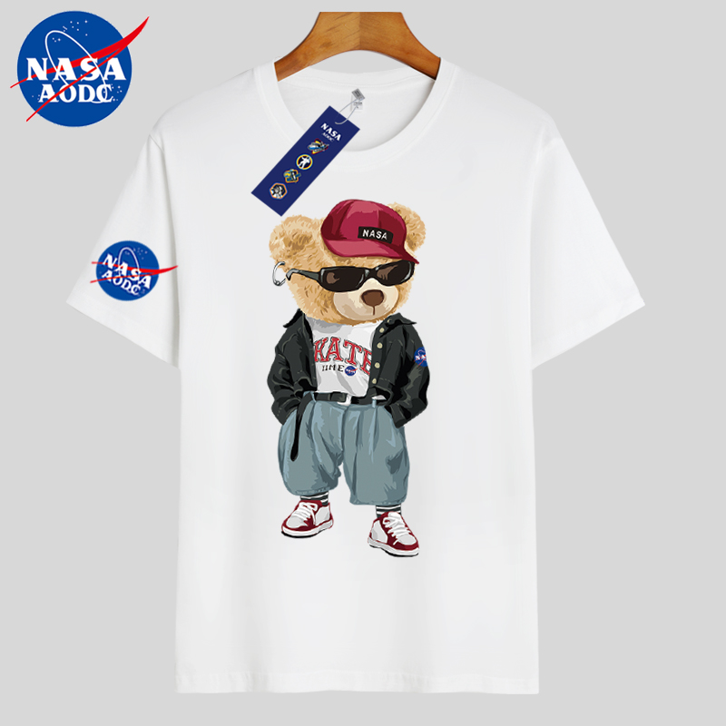 T恤2023新款 网红纯棉夏季 圆领显瘦潮流情侣装 AODC短袖 NASA