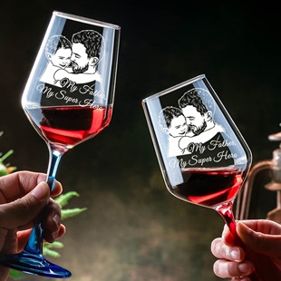结婚礼物红杆蓝杆红酒杯送闺蜜朋友创意刻字照片定制高档新婚礼品