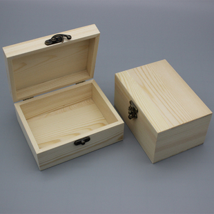 盒木盒定制 木盒子实木质桌面收纳盒长方形首饰盒松木翻盖礼品包装