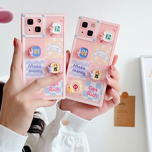 12粉色 max苹果13手机壳11 卡通可爱方格麻将动物适用iPhone14pro