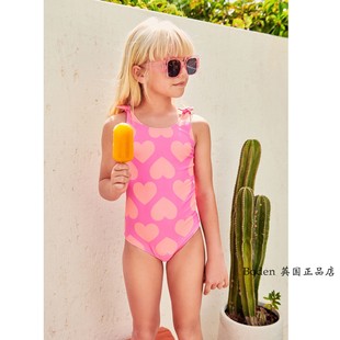 16歲 2024夏季 女童亮粉色爱心温泉泳装 NEXT儿童连体泳衣 现货