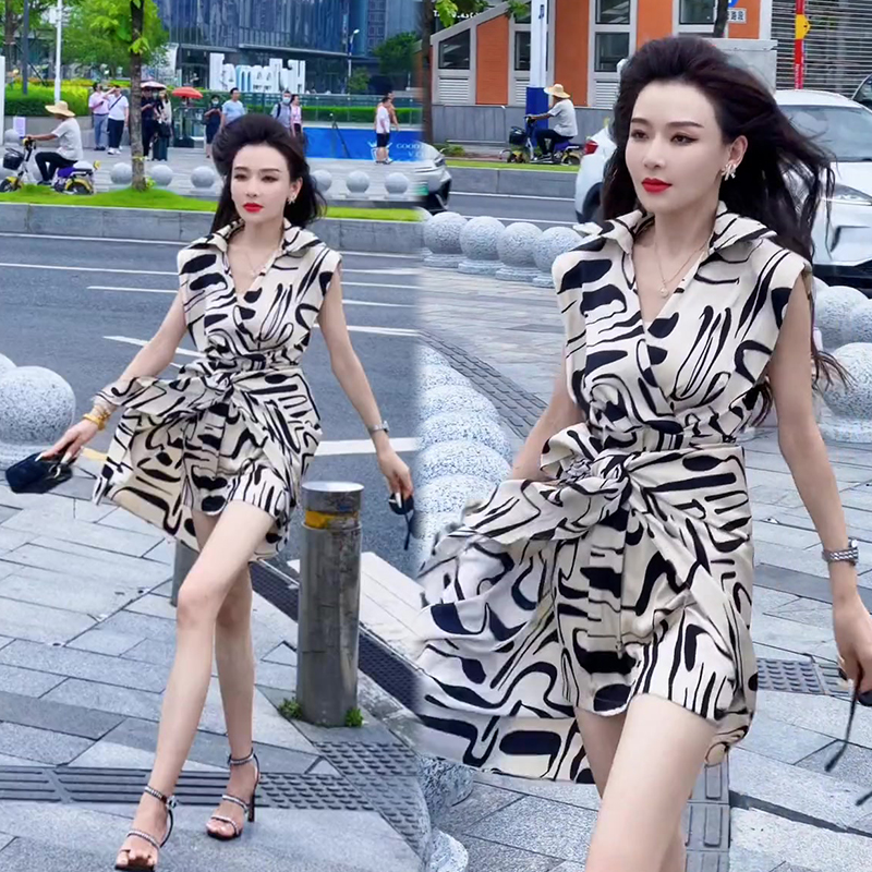 显瘦系带裙子 连衣裙女2023年夏季 新款 韩版 设计感时尚 抖音网红爆款