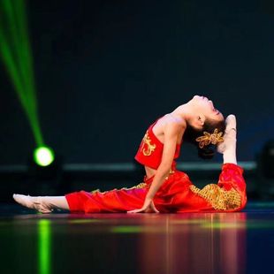 旦中小学生红色舞蹈演出服儿童古典舞服中国风民族扇子舞 少年志元