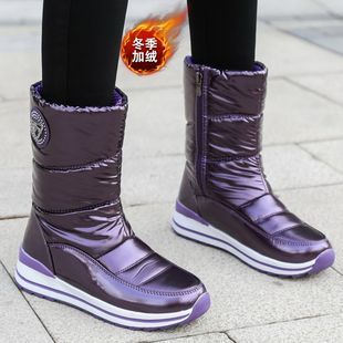 东北雪地靴女冬季 加绒加厚中筒2022新款 保暖靴子 防水防滑女士棉鞋