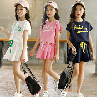 女童运动套装 中大儿童演出服母女亲子姐妹装 纯棉时尚 洋气套裙 夏季