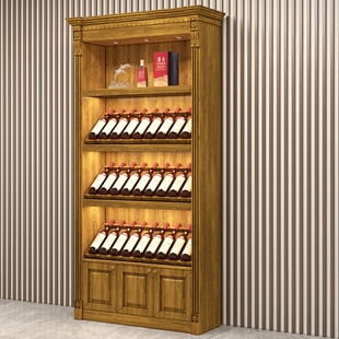 靠墙便利店酒柜置物架落地超市红酒柜定制 酒柜展示柜实木中式 新款
