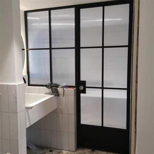 复古弧形超白水纹玻璃浴室厕所隔断半墙门连带窗卫生间平开门 法式