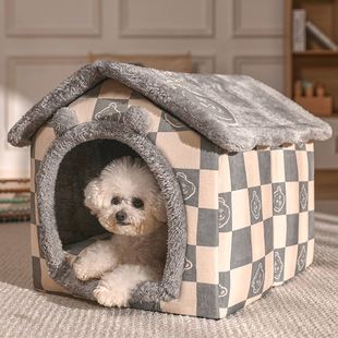 通用宠物用品 保暖可拆洗泰迪小型犬狗屋房子网红猫窝四季 狗窝冬季